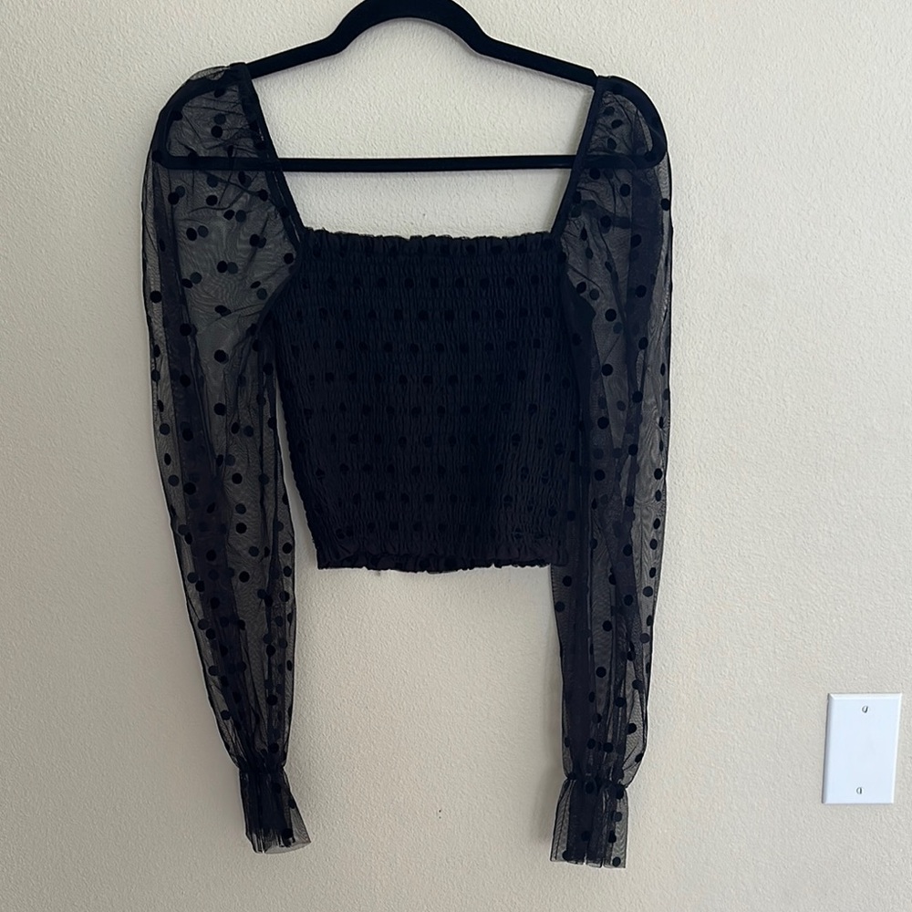 Forever 21 Black Mesh Sleeve Blouse - Picture 6 of 6